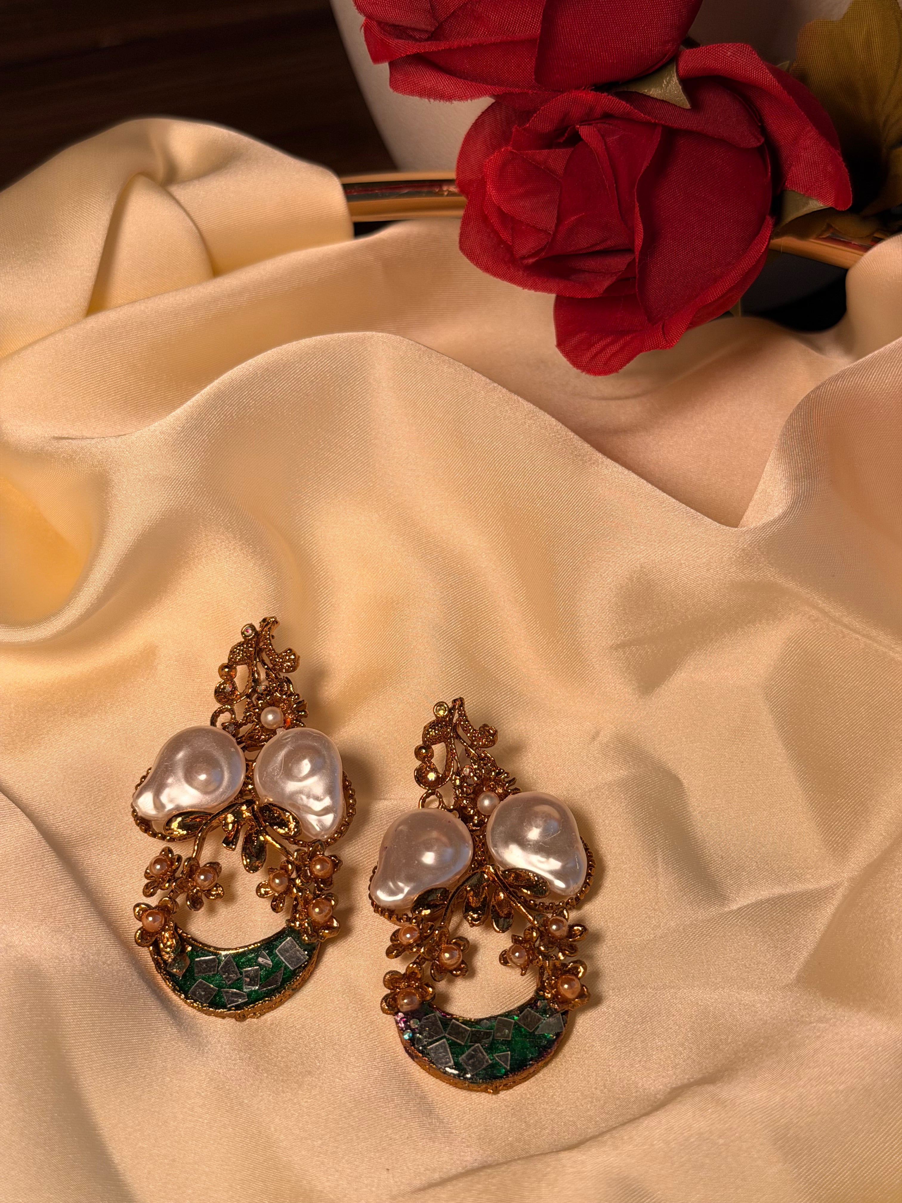 The Verdant Pearl Crescent Drops