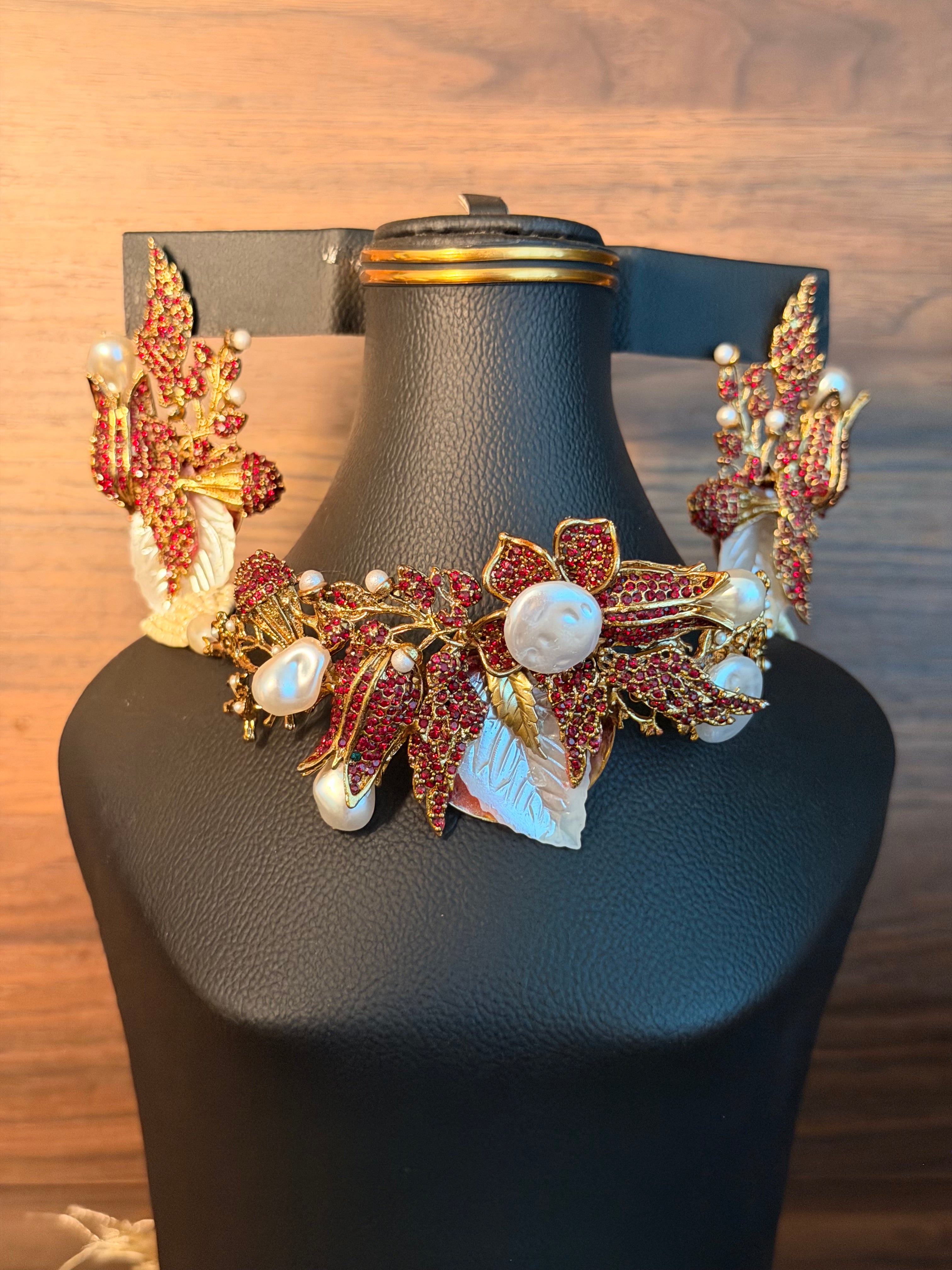 The Ruby Rose Blossom Choker Set
