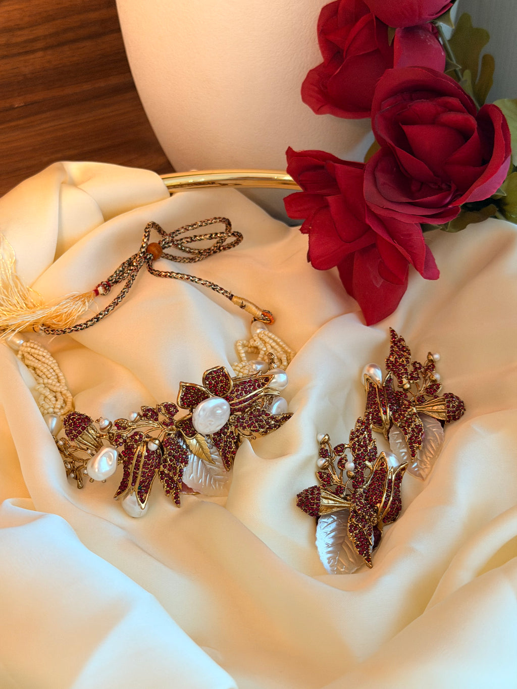 The Ruby Rose Blossom Choker Set