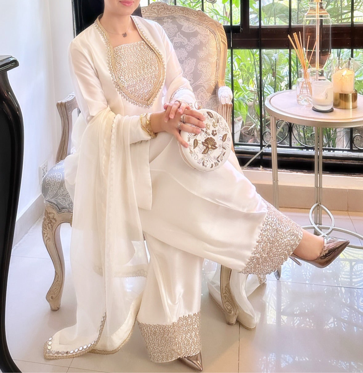 Organza Light Mirror Work Dupatta