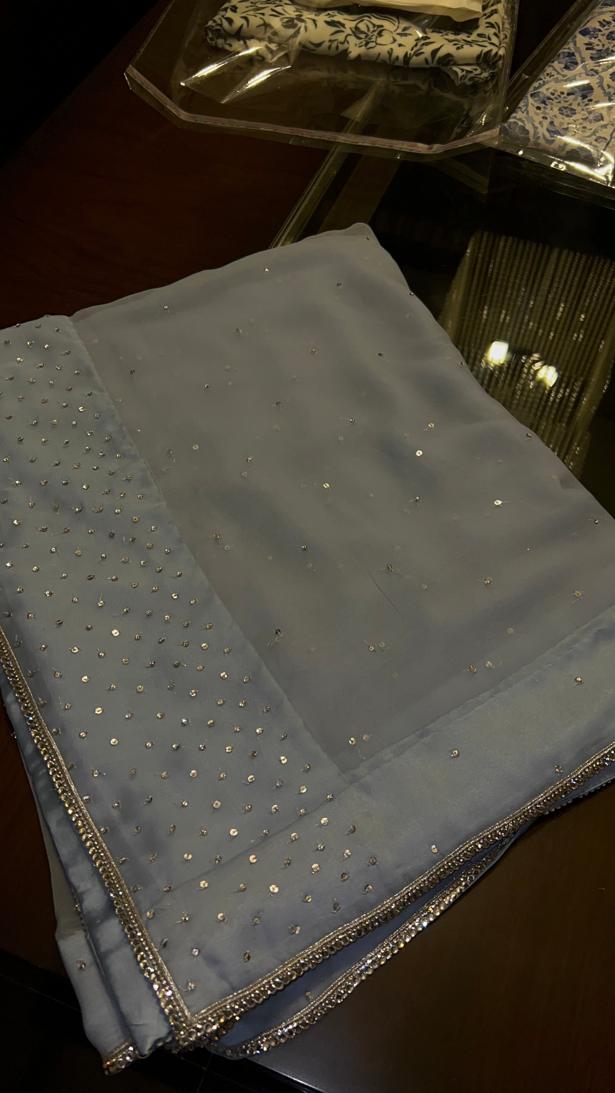 Nugwork dupatta with Icy Set